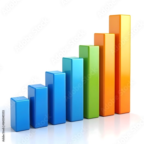 3D bar chart icon with colorful ascending bars. Free Download 3D bar chart icon with colorful ascending bars. - GFXLoad