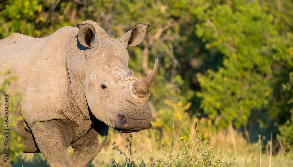 Obraz premium White rhinoceros in natural habitat