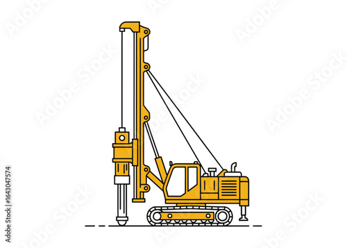 pile driver construction machine vector illustration