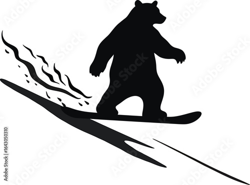 Bear skiing downhill silhouette
