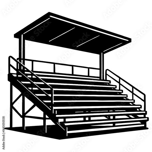 Classic Bleachers Seating with Roof for a Sports Stadium