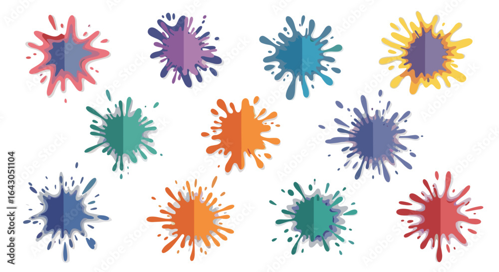 Multicolor paint splashes set on white background Multicolor paint splashes set on white background