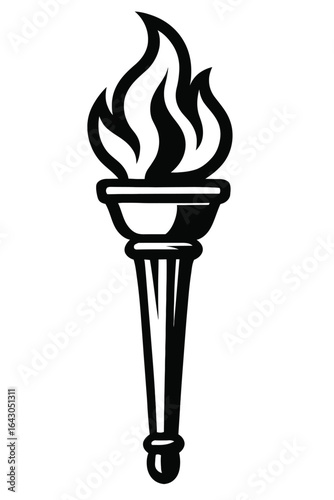 Classic Olympic Torch with a Brightly Burning Flame