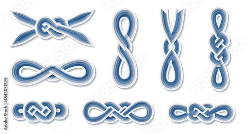 Various intricate knot designs showcasing different tying techniques
