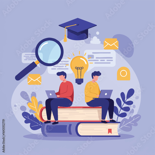 Students actively participate in online education and digital research, fostering new ideas and knowledge acquisition for academic and professional growth.