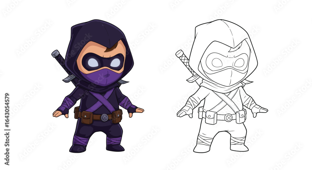 Fototapeta premium Baby Shadow Superhero Coloring Sheet for Kids Stealthy Darkness Hero Activity