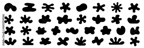 Black Blob Shape Collection with Abstract Organic Fluid Forms in Solid Silhouette blob, blobs, shape, shapes, abstract