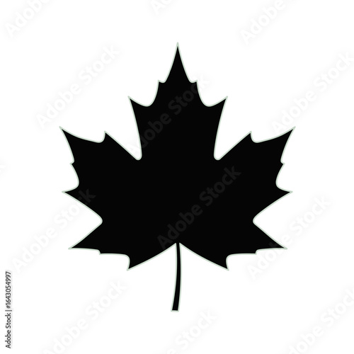 A graphic icon of a single black maple leaf silhouette, a classic Canadian symbol, isolated on a white background.