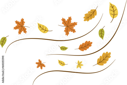 Autumn leaves blowing in the wind vector