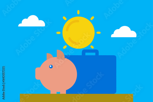 piggy bank and coins