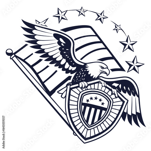 Stylized black and white illustration of a classic pirate ship with a jolly roger flag sailing on white background