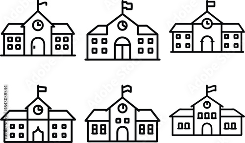 School Building Icons Education Institution College University Campus