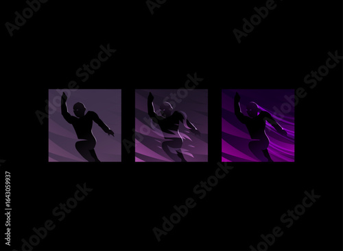 set of fantasy run sprint rpg skill spell game icon in tier with purple color