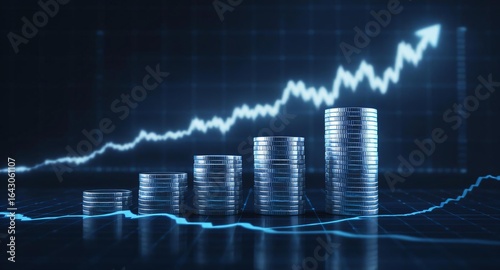 Financial Growth Concept with Coins and Graph