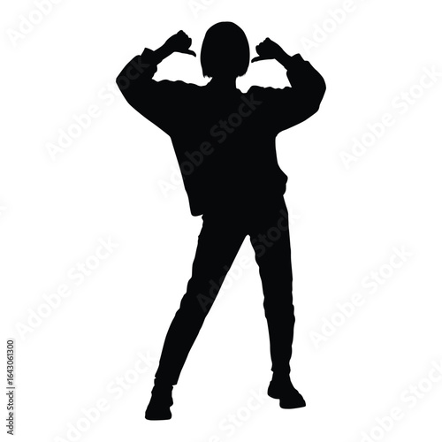 A Silhouette of Confident Woman with Thumbs Down Gesture - Disapproval & Independence