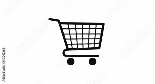 Simple Black Shopping Cart Icon - Vector Illustration