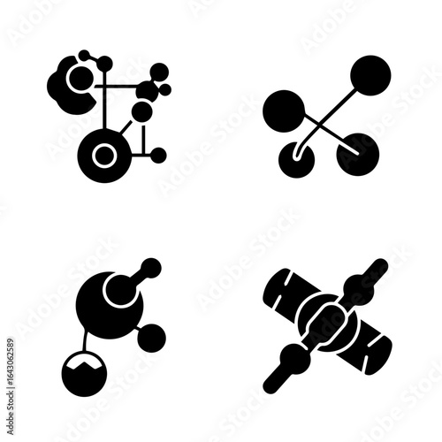 Genetic black filled icon set