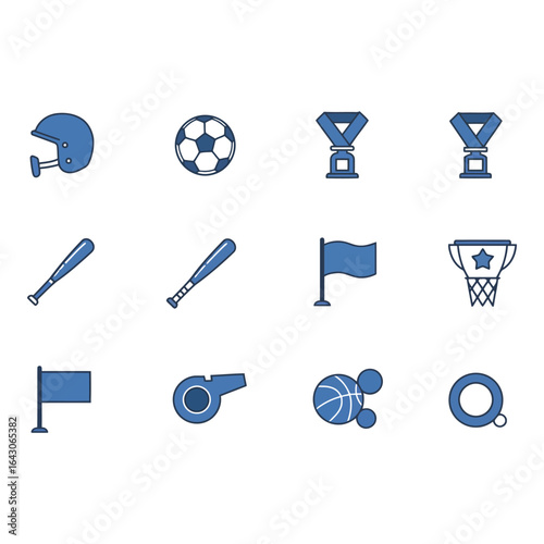 Art of collection of sports icons isolated on white background