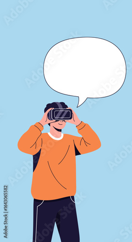 Immersive virtual reality experience with futuristic headset technology