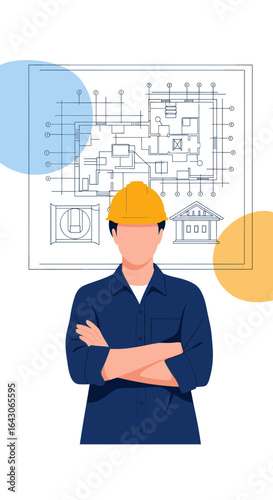 Expert construction professional overseeing detailed architectural building plans