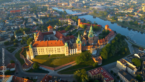 Krakow Wawel Castle drone view