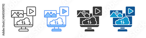 Online Media Icon Set Multiple Style Collection