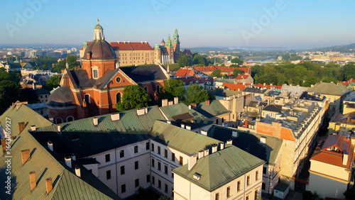 Wallpaper Mural Drone view of European city tourism old town Krakow Poland Torontodigital.ca