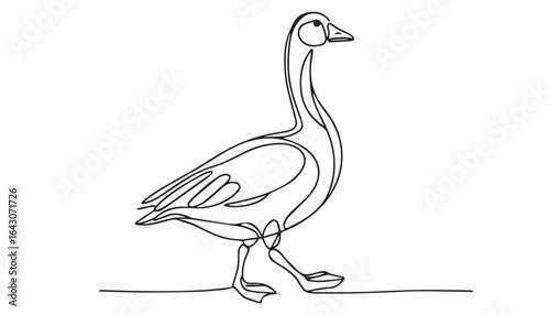 Continuous one single minimal line drawing duck