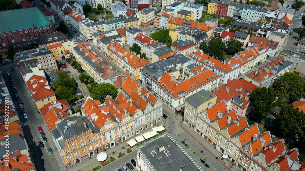 Obraz premium city ​​architecture europe drone flyover old town Opole Poland