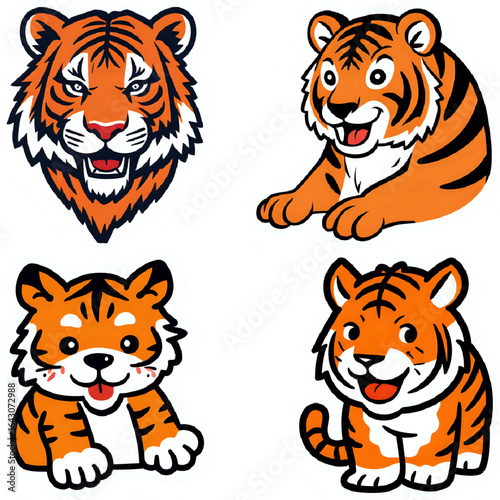 set of cartoon tiger