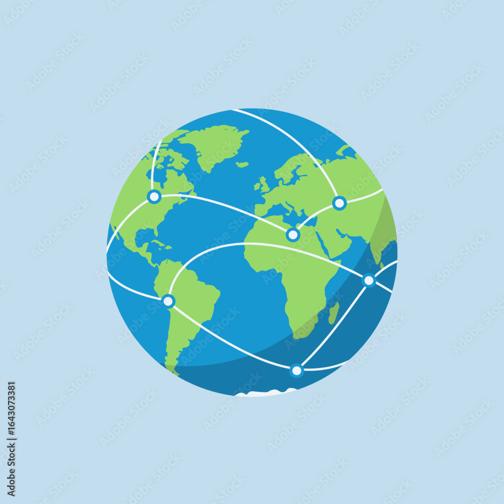 Naklejka premium Global Connectivity Illustration Featuring a Stylized Earth with Network Lines