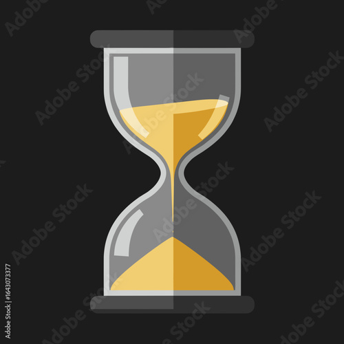 Hourglass with flowing sand against a dark background, symbolizing time passing