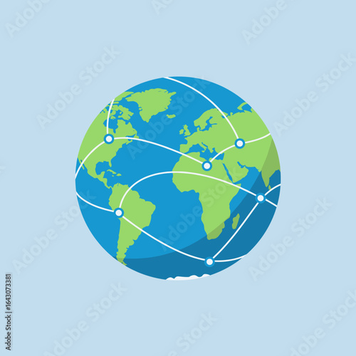 Global Connectivity Illustration Featuring a Stylized Earth with Network Lines