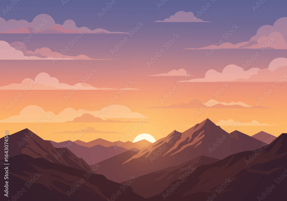 Obraz premium Majestic Mountain Range Sunset Landscape.