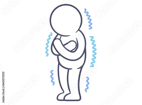 自分で自分を抱きしめる人のイラスト
