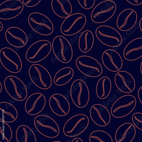 Hand drawn Coffee Beans background. Seamless pattern of coffee beans. Decoration for background or wrapping.