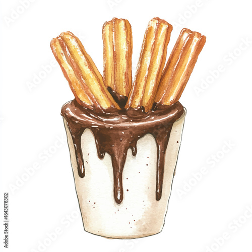 a cute Churros dipped_in chocolate