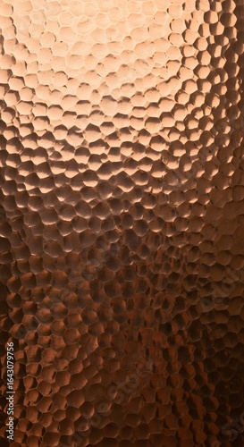 Rich hammered copper texture with warm metallic sheen and deep shadow play for luxurious design applications