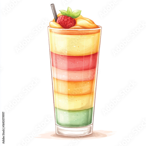 a cute Colorful layered smoothie served