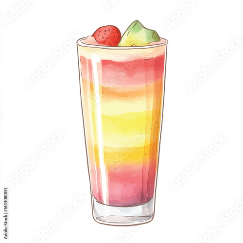 a cute Colorful layered smoothie served