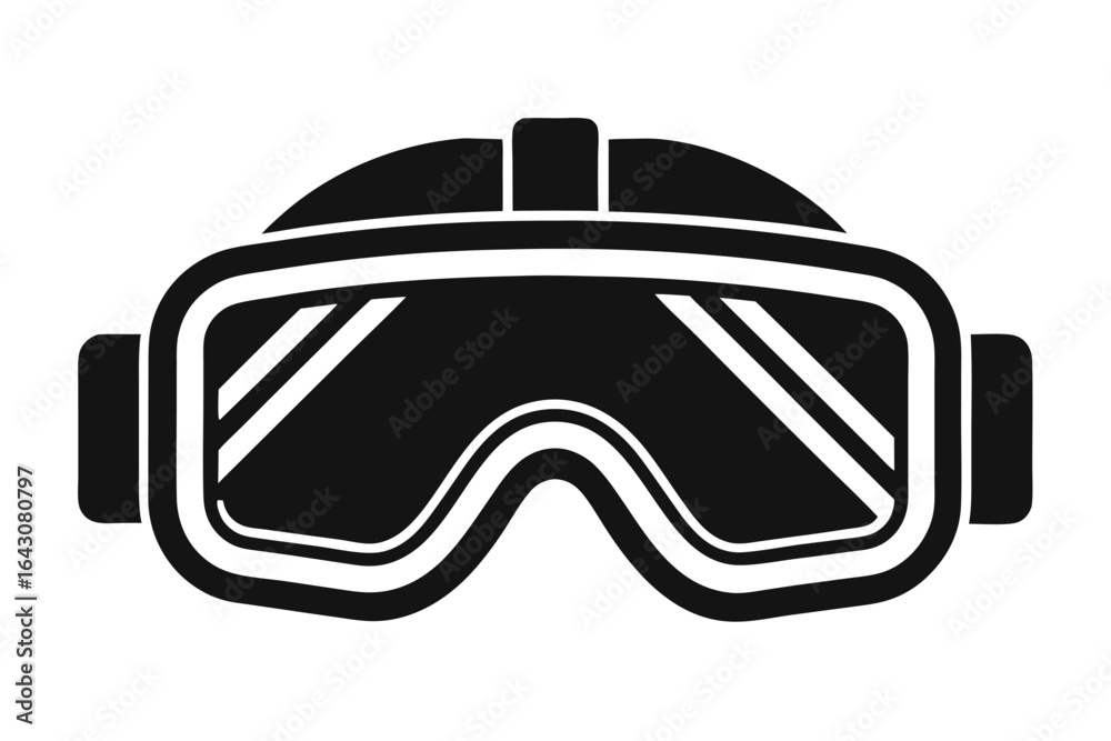 Fototapeta premium A stylized black ski goggle illustration depicts a sporty, eyewear accessory for winter sports