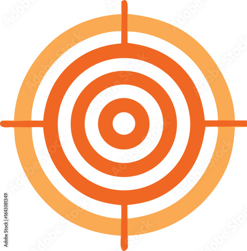 Abstract circular target with concentric orange rings and intersecting crosshairs symbolizing focus and precision in a graphic design