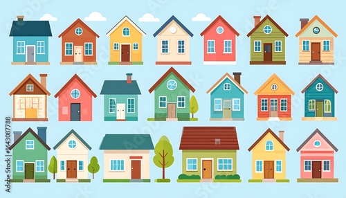 Colorful collection of cartoon houses