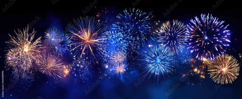 Naklejka premium The spectacular fireworks display lighting up the night sky in vibrant colors.