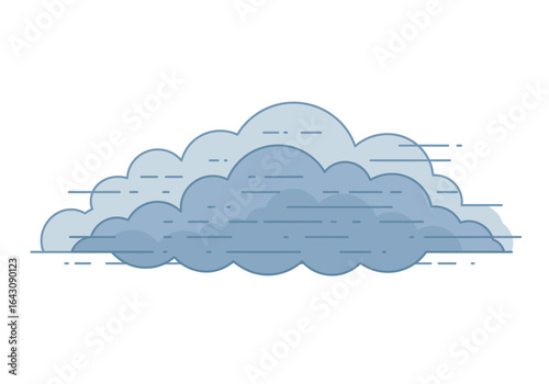 Stylized Line Art Cloud Formation Grey and Blue Hues Wind Indication.