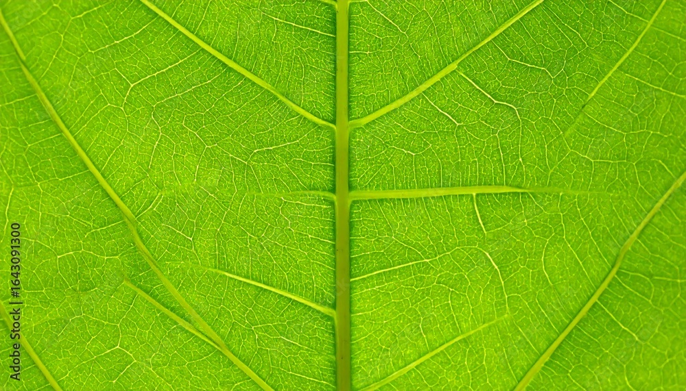 Obraz premium Close-up view of a vibrant green leaf's veins