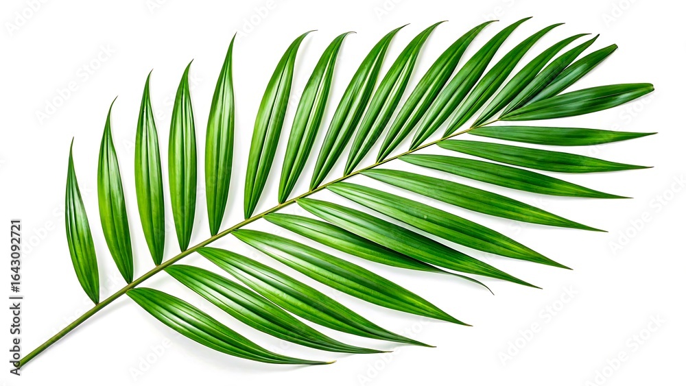 Fototapeta premium Green palm leaf isolated on white background 