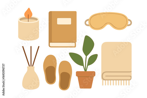 Cozy relaxation setup at home featuring candles, books, and plants for a peaceful atmosphere