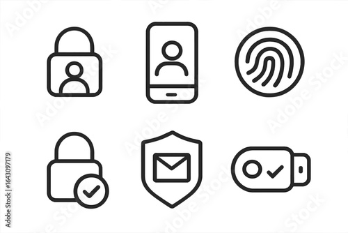 Security icons representing digital safety and authentication methods displayed on a simple background