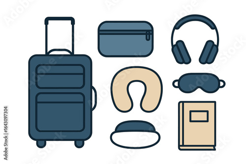 Essentials for a comfortable travel experience with luggage and accessories for long journeys